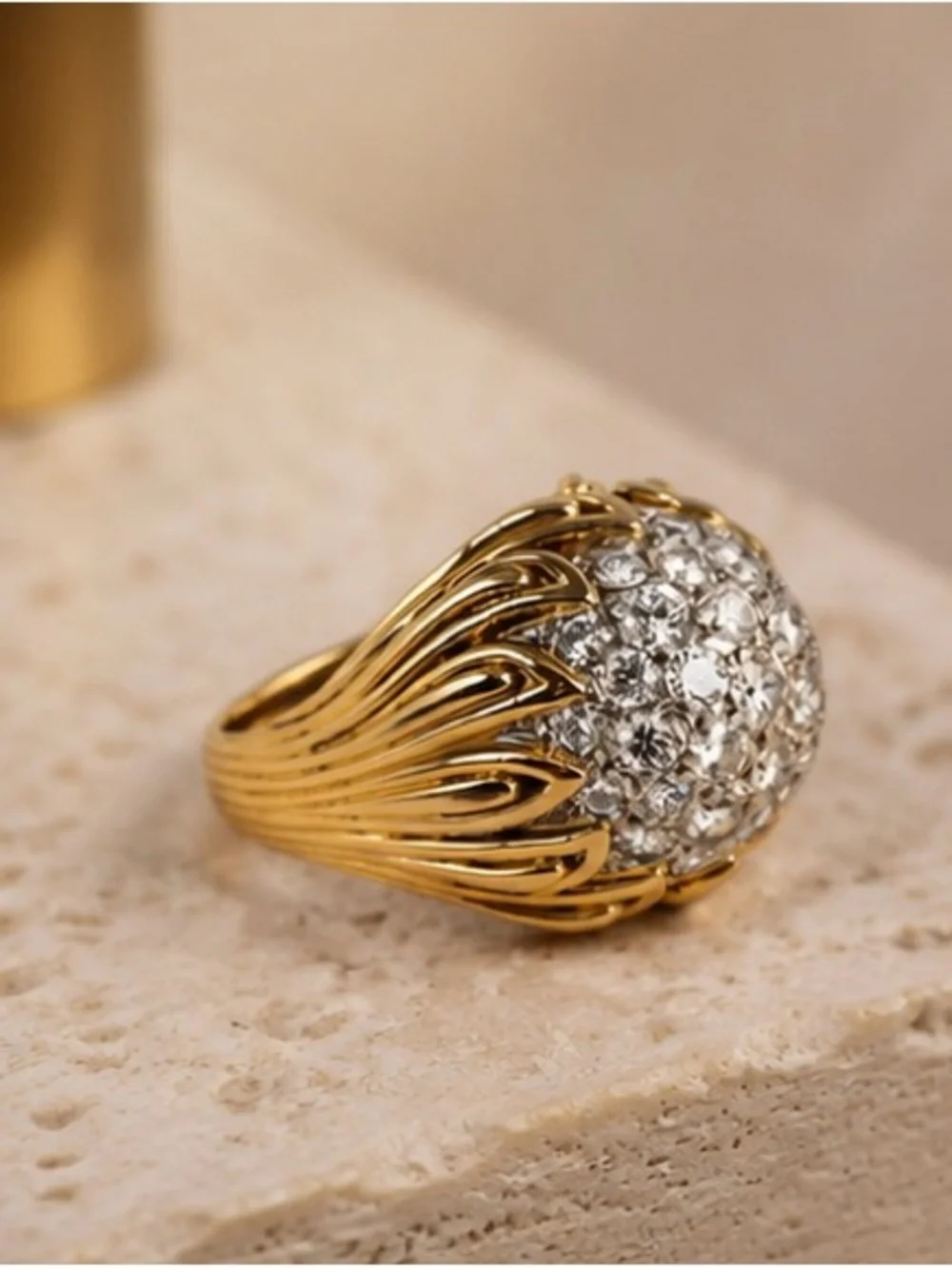 Vintage Gold Pave Dome Ring